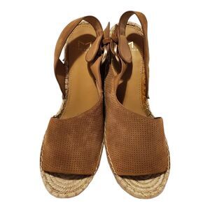 Marc Fisher Andela Espadrille Wedge Sandal Perforated Leather Chunky Boho
